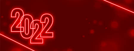 happy new year 2022 made with red neon lights bannerのイラスト素材