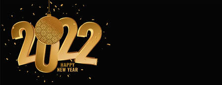 golden happy new year 2022 celebration banner design