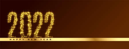 sparkling 2022 new year golden banner with text space