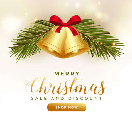 realistic christmas bell decoration sale backgroundのイラスト素材