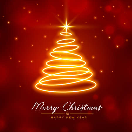 merry christmas tree design made with neon circular ringsのイラスト素材