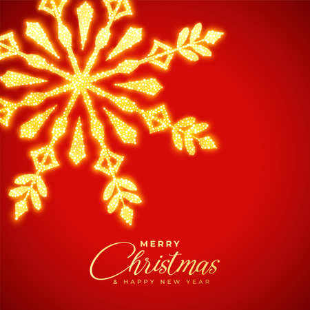 shiny golden snowflakes on red background for christmas seasonのイラスト素材