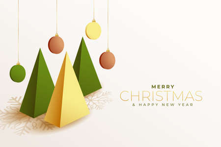 3d christmas tree in minimal style design with baublesのイラスト素材