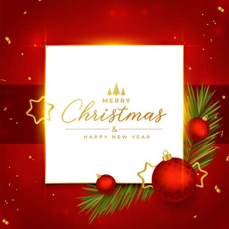 merry christmas realistic card with xmas elementsのイラスト素材