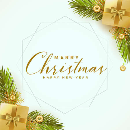 merry christmas white realistic greeting card designのイラスト素材