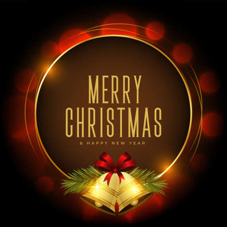 christmas festival greeting with golden bell decorationのイラスト素材