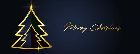 golden and black christmas tree festival bannerのイラスト素材