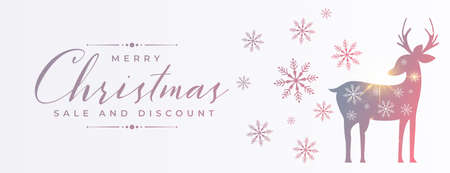 christmas sale banner with deer and snowflakesのイラスト素材