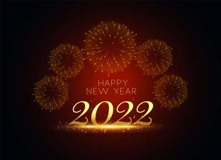 happy new year 2022 party flyer with firework displayのイラスト素材