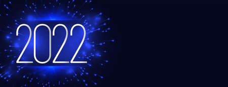 2022 silver text banner with blue firework display and text spaceのイラスト素材