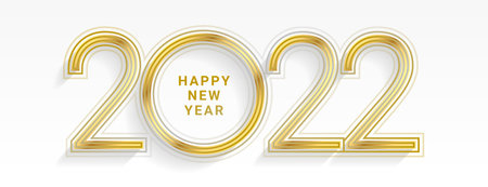 happy new year 2022 golden line style text effect banner