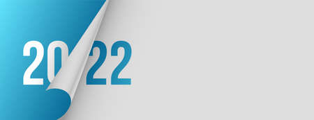 2022 new year banner in page curl style