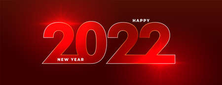 shiny red 2022 new year light effect celebration text background