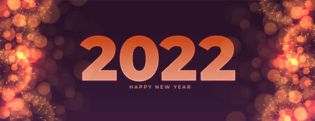 2022 new year celebration bokeh lights banner design