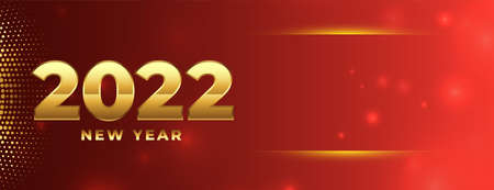 realistic 2022 new year golden halftone and bokeh banner with text spaceのイラスト素材
