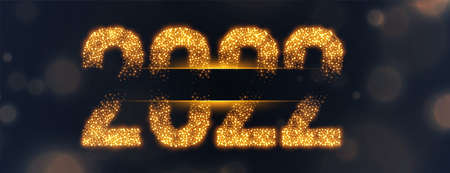 happy new year 2022 golden glittering text effect banner designのイラスト素材
