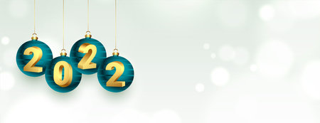 2022 new year 3d realistic shiny text banner with text space