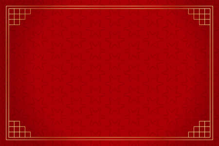 red chinese pattern background with golden frameのイラスト素材