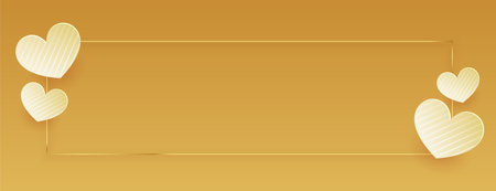 golden banner for valentines day with hearts frameのイラスト素材