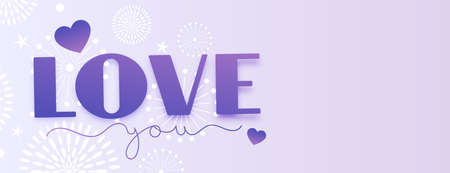 love you purple banner designのイラスト素材