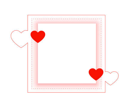 flat style red hearts love frame with text spaceのイラスト素材