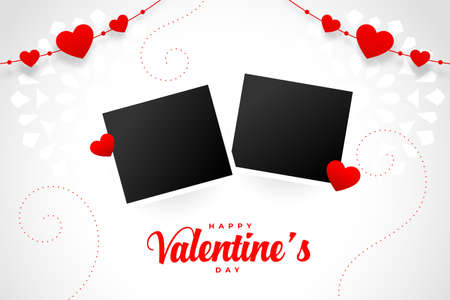 valentines day card with two photo framesのイラスト素材