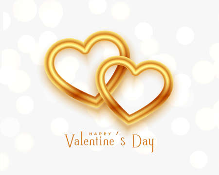 golden 3d hearts ring valentines day greetingのイラスト素材