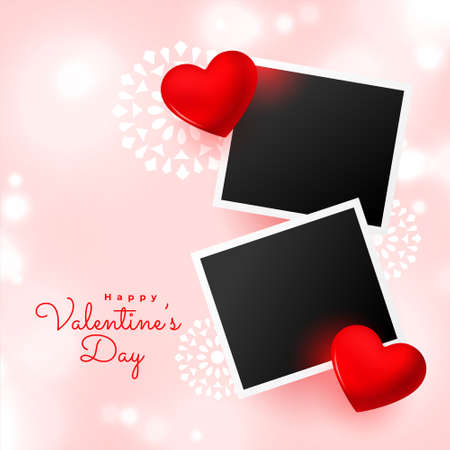 valentines day card with photo frames designのイラスト素材