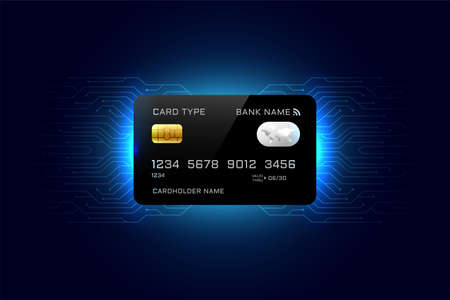 glowing credit card with circuit lines backgroundのイラスト素材