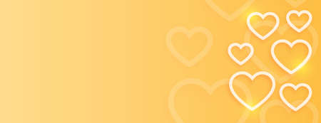 yellow valentines day banner with shiny heartsのイラスト素材