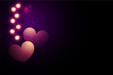 valentines day card with light effect and two heartsのイラスト素材