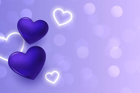 purple hearts background with glowing neon cute heartsのイラスト素材