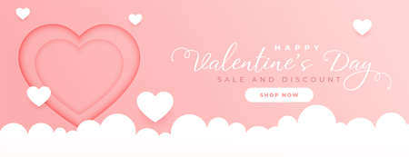valentines day sale banner in paper style designのイラスト素材