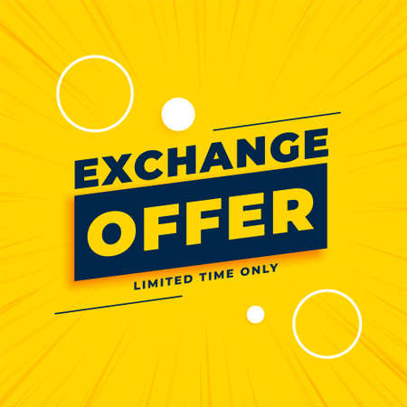 yellow exchange offer poster design for business promotionのイラスト素材
