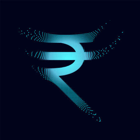 digital rupee symbol made with particlesのイラスト素材