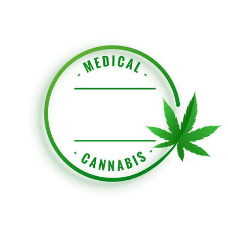 medical cannabis label design with leafのイラスト素材
