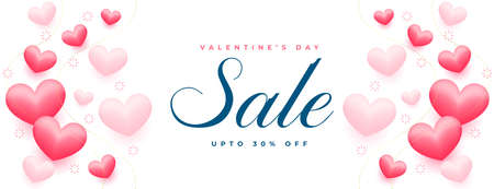 realistic valentines day sale banner with offer detailsのイラスト素材