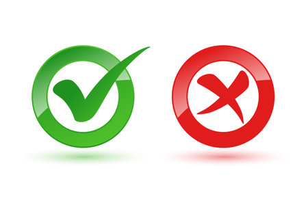 right and wrong check mark cross symbol designのイラスト素材