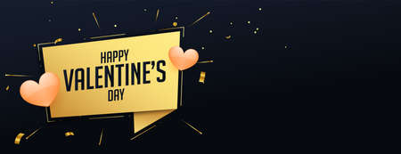 happy valentines day messahe golden and black banner designのイラスト素材