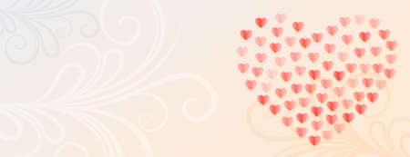 romantic hearts banner with floral designのイラスト素材