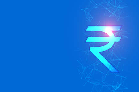 digital rupee currency symbol on blue background