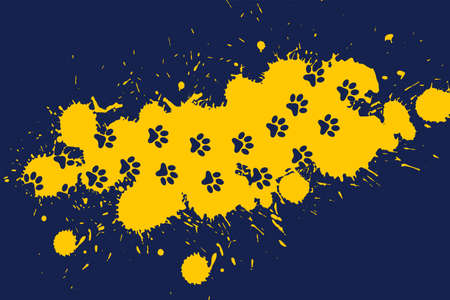 paw print per trace on splatter backgroundのイラスト素材