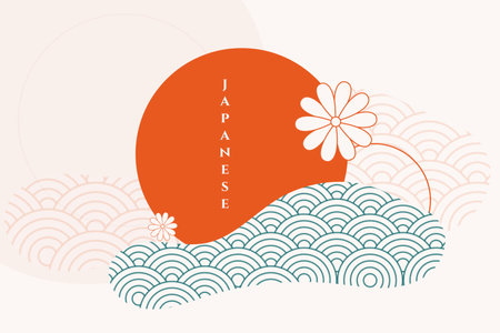 japanese decorative pattern background with flowerのイラスト素材