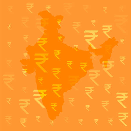 map of india with indian currency rupee symbol designのイラスト素材