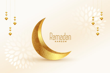 ramadan kareem eid festival golden moon decorative banner designのイラスト素材