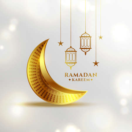 ramadan kareem eid festival golden moon wishes greeting card designのイラスト素材