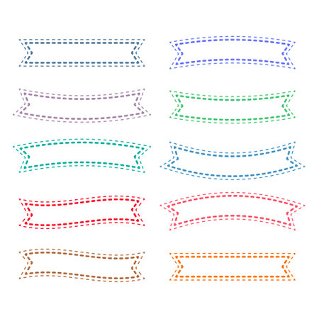 dot style ribbons set in many colorsのイラスト素材