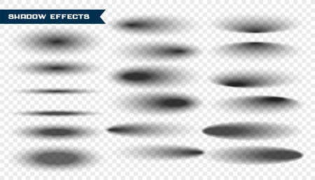 big set of shadows on transparent backgroundのイラスト素材