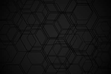 black background with hexagonal shapesのイラスト素材