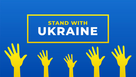 flat style stand with ukraine concept posterのイラスト素材